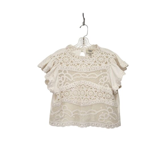 Ollari New York Lace Embroidered Short Sleeve Blouse XL White 100% Cotton Shell - Picture 4 of 6